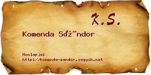 Komenda Sándor névjegykártya