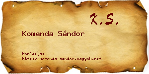 Komenda Sándor névjegykártya